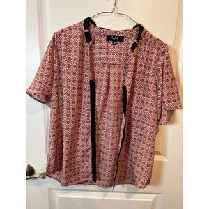 Lipslide Womens Blouse Geometric Print Red XL